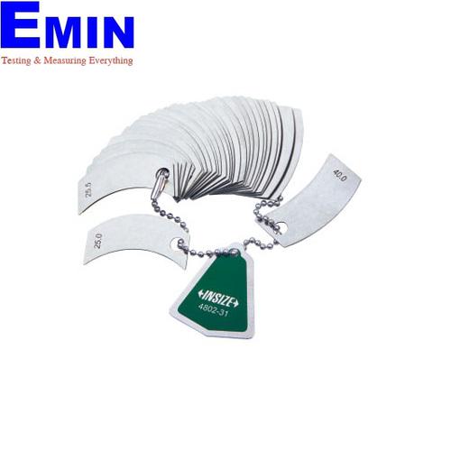 工業用半徑規量測工件圓弧輪廓示意